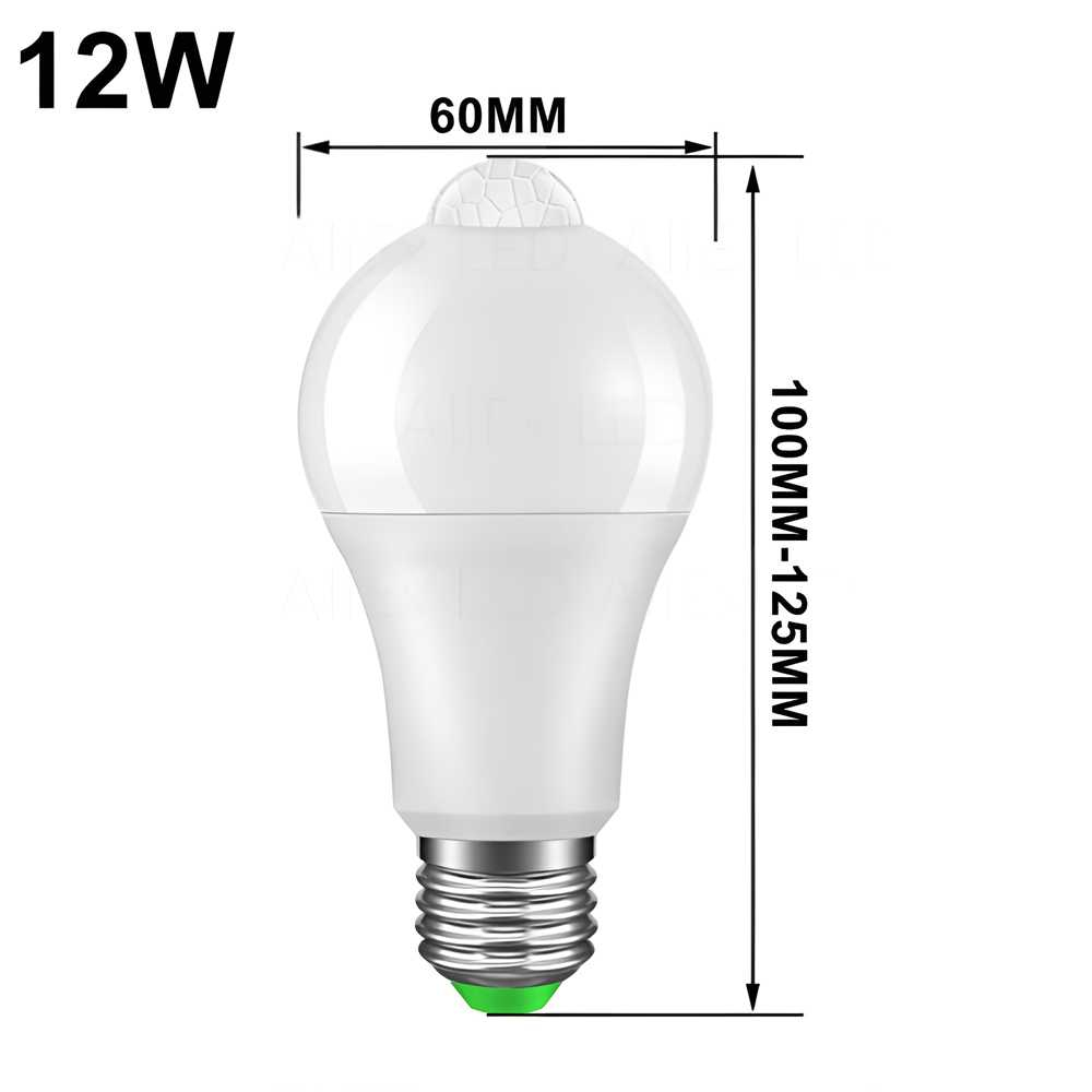 Lampu LED dengan PIR Sensor E27 Warm White 3500K 12W Lampu Otomatis Sensor Gerak PIR Rendah Daya Berkualitas