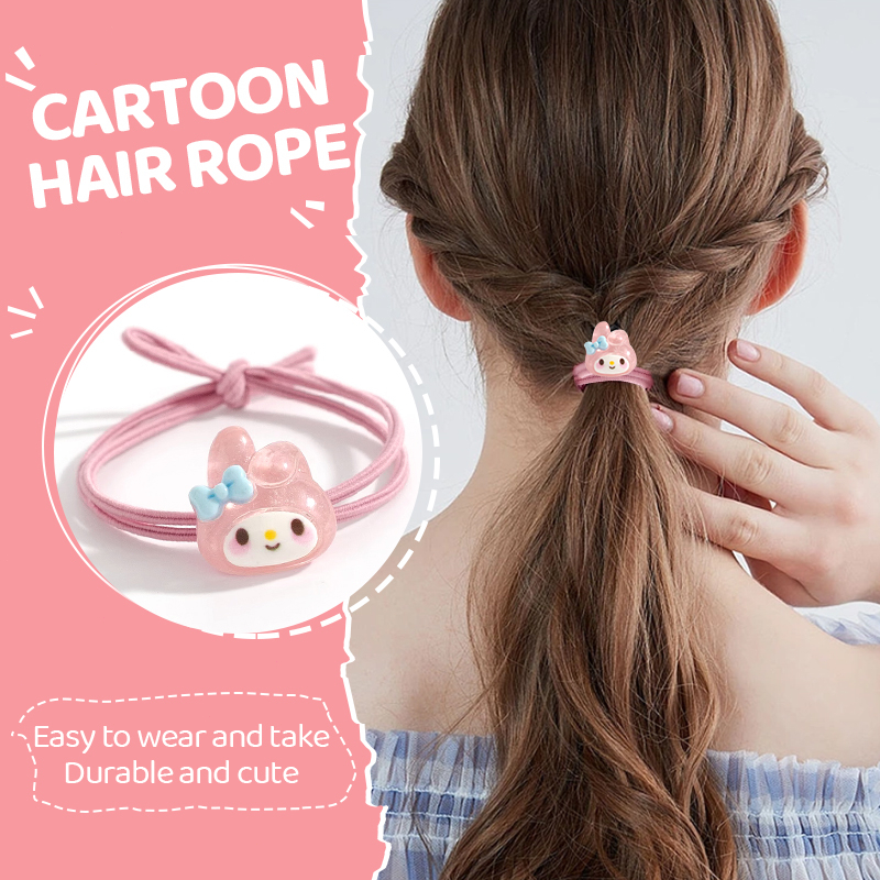 Rambut Lucu Kartun Cinnamoroll Tinggi Elastis Manis Hiasan Rambut Karet Gelang Tali Rambut - SG