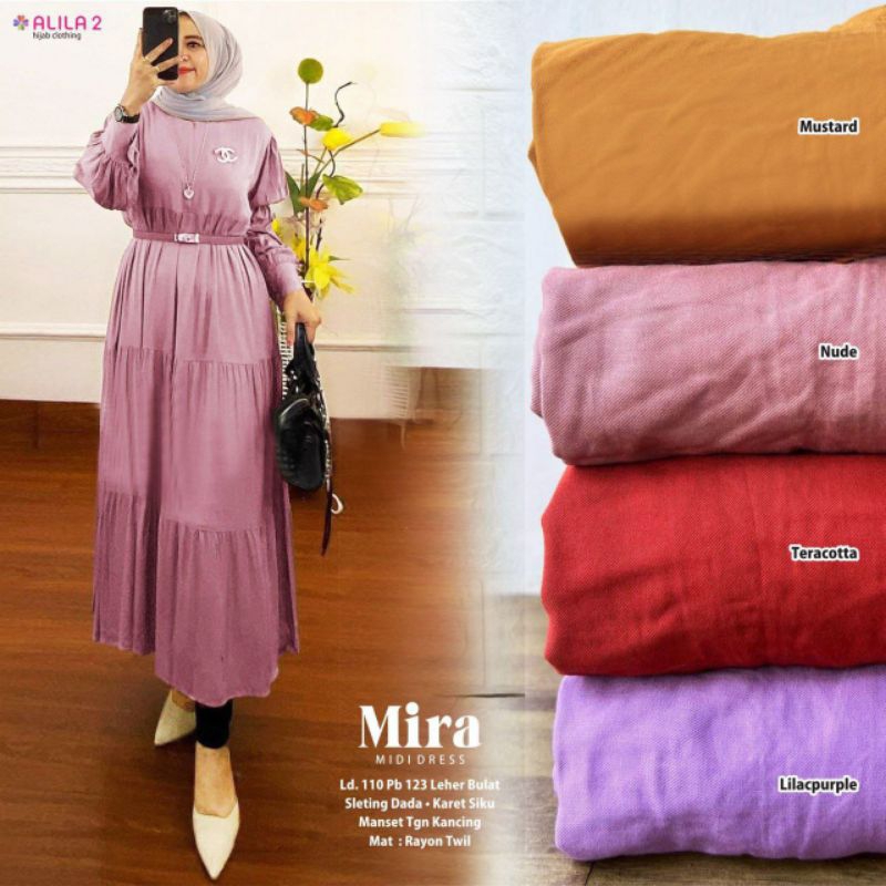 Mira Midi Dress Muslim Terbaru Korea Style by alila Midi Dress Korea Midi Dress Terbaru Kekinian Mur
