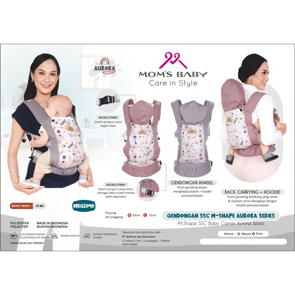 Moms Baby Gendongan Ransel Bayi SSC M-Shape Aurora Series - MBG2040