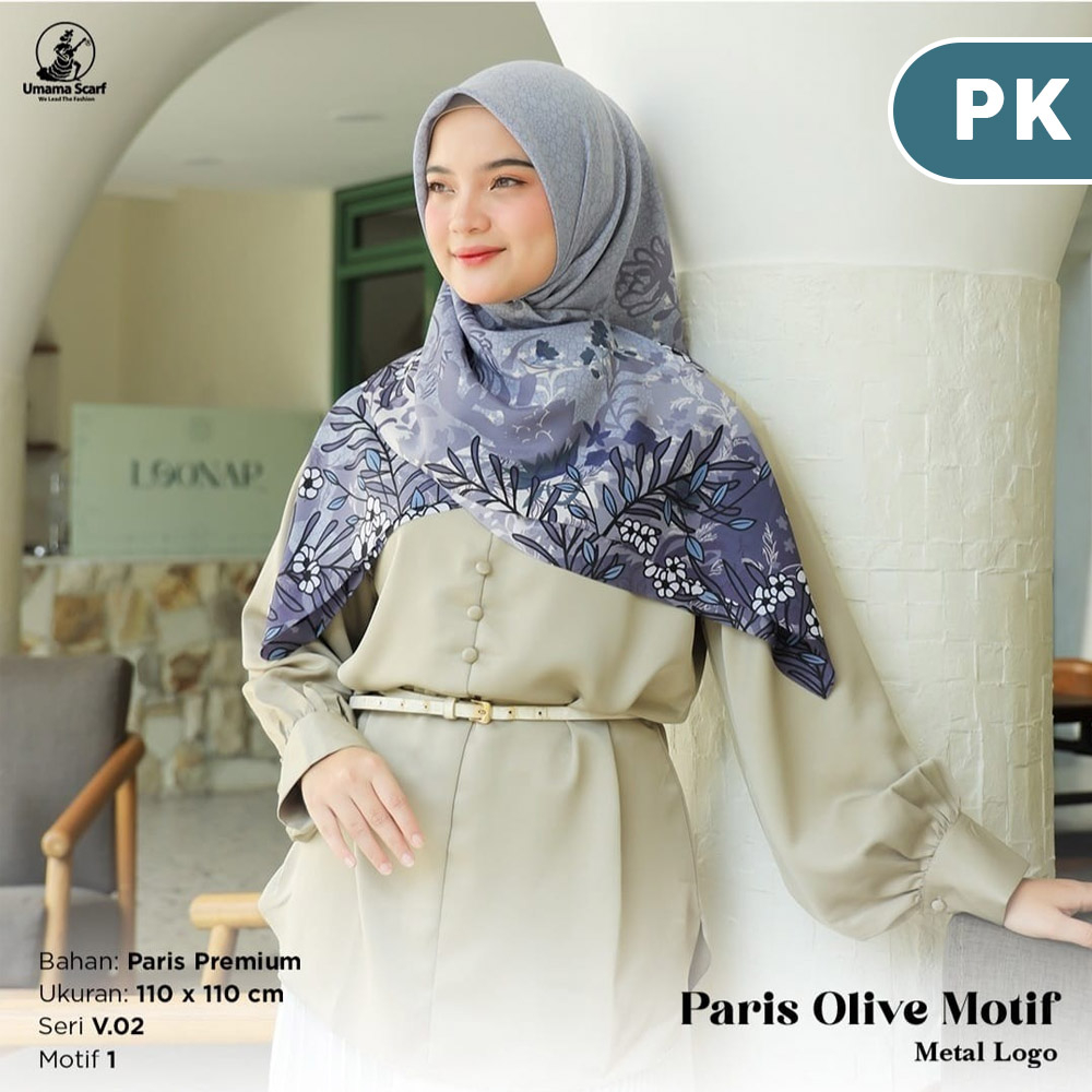 Hijab Segi Empat Umama Voal Paris Olive Premium - Jilbab Seragam Segiempat Kerudung