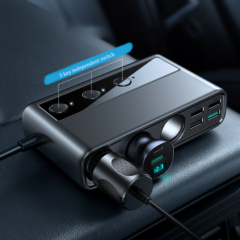 JOYROOM Charger Mobil 9 in 1 Cigarette Lighter USB 3.0 QC Type C 154W - JR15 - Black