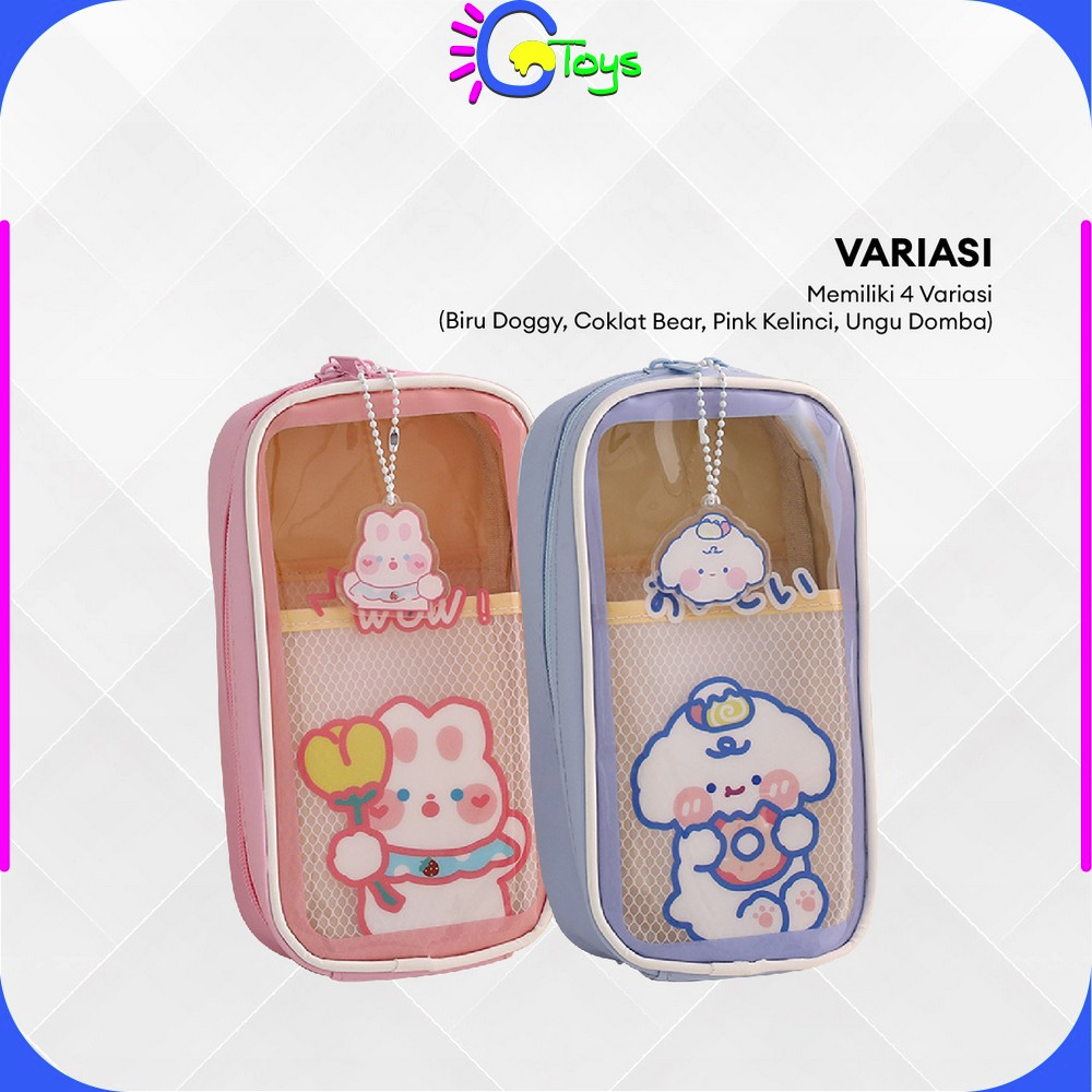 

Cr-A61 Tempat Pensil Anak Transparan Motif Kartun Pencil Case Multifungsi Ala Korea Pouch Serbaguna