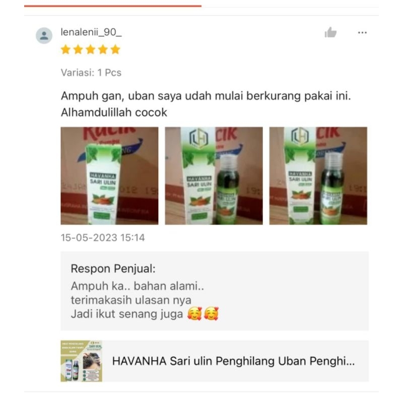 HAVANHA SARI ULIN Penghilang Uban Penghitam Rambut Alami Tanpa Semir Halal Aman Herbal Dayak