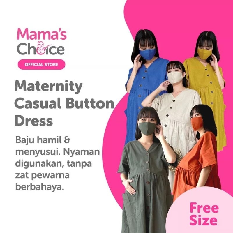 MATERNITY CASSUAL BUTTON DRESS MAMA'S CHOICE- BAJU/ DRESS HAMIL KEKINIAN