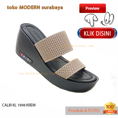 Sandal wanita casual sandal slide wedges tinggi CALBI KL 1898