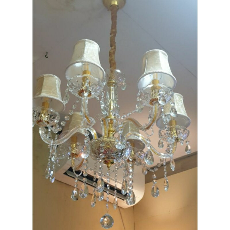Lampu hias kristal 6cabang with cup