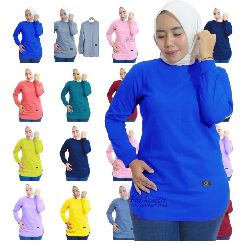 KAOS WANITA LENGAN PANJANG POLOS BAWAHAN OVAL TERBARU