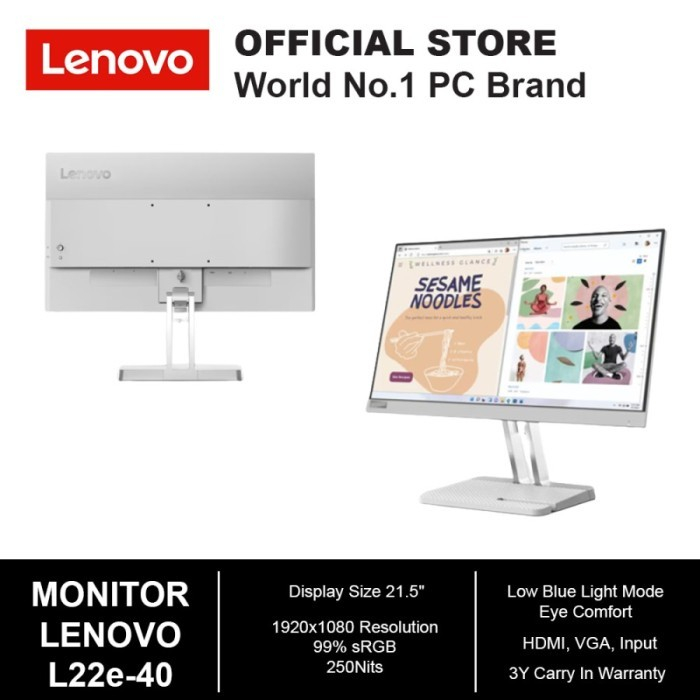 MONITOR 22&quot; LENOVO L22e-40 21.5&quot; FHD VA Panel 75 Hz Anti-glare