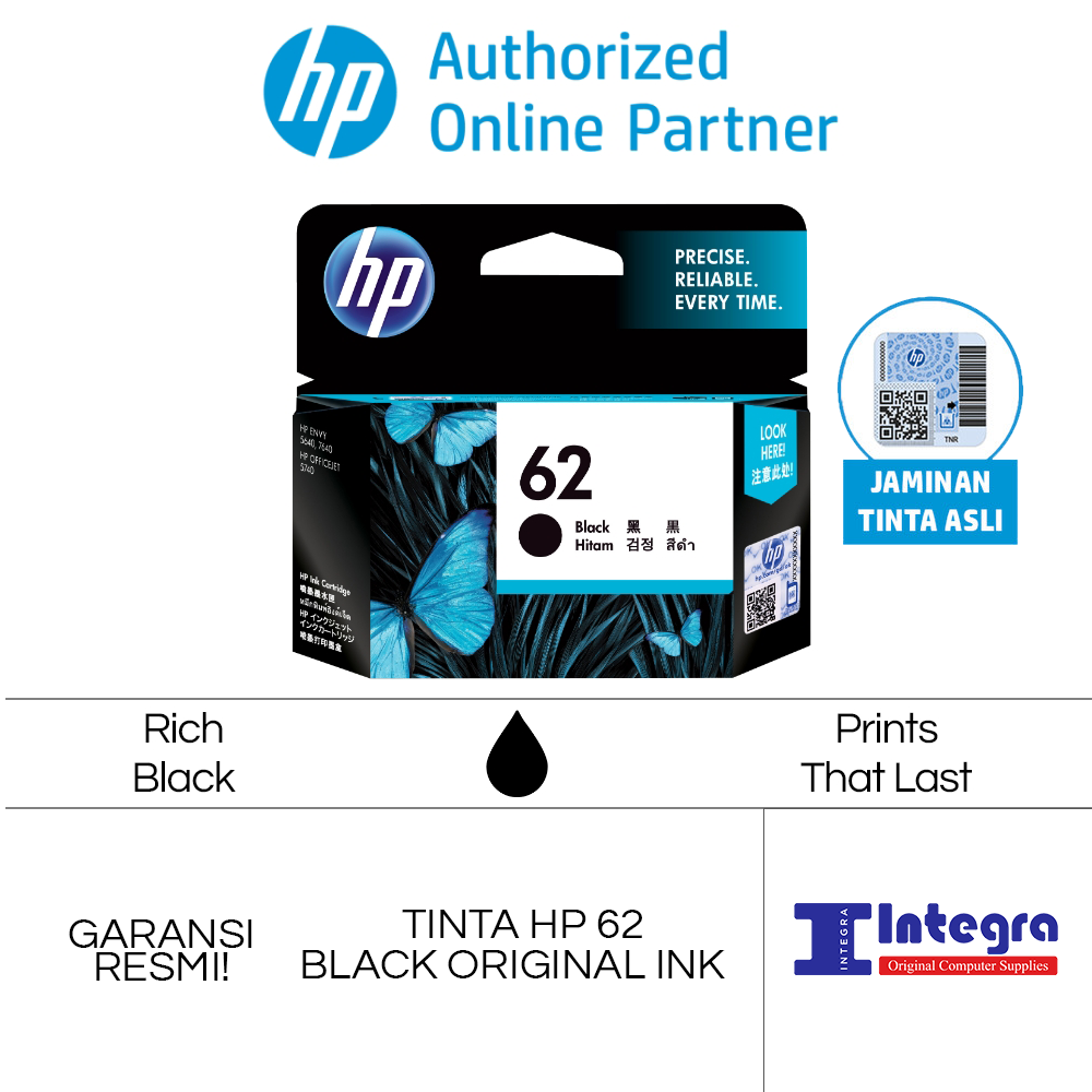 Tinta HP 62 Original 1 Set Ink Cartridge Advantage - Tinta Printer HP Officejet OJ 200, 250