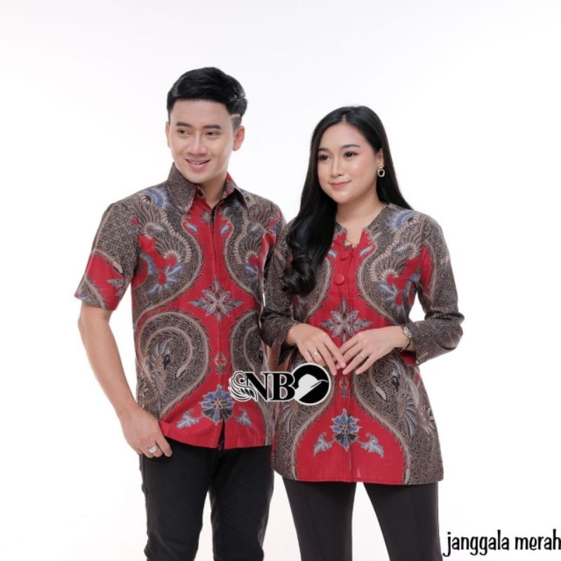 Couple batik hem blus copel merah baju imlek