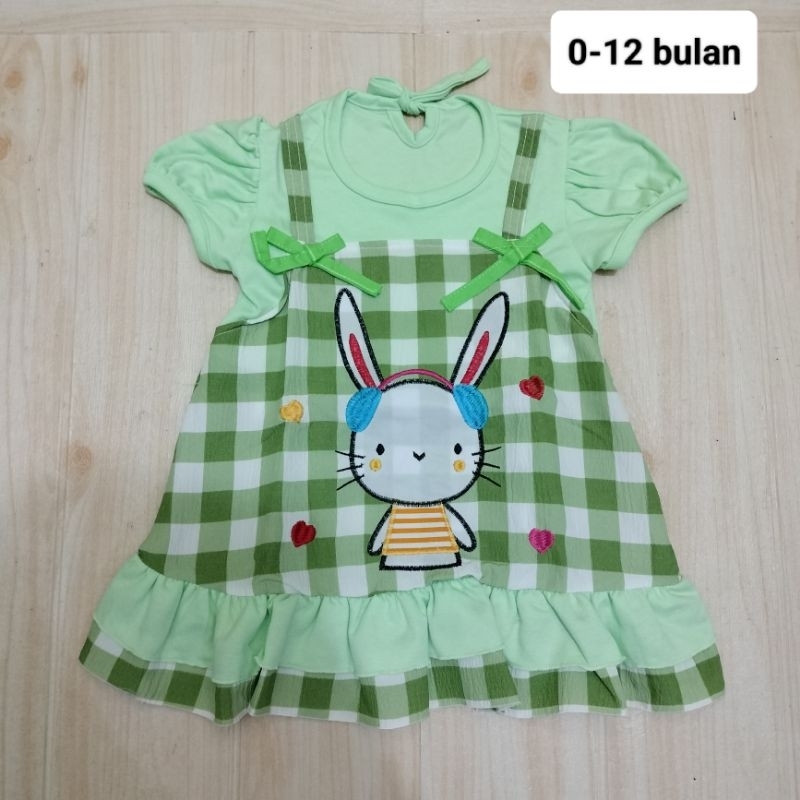 dress bayi 0-12 bulan bahan kaos crinkle