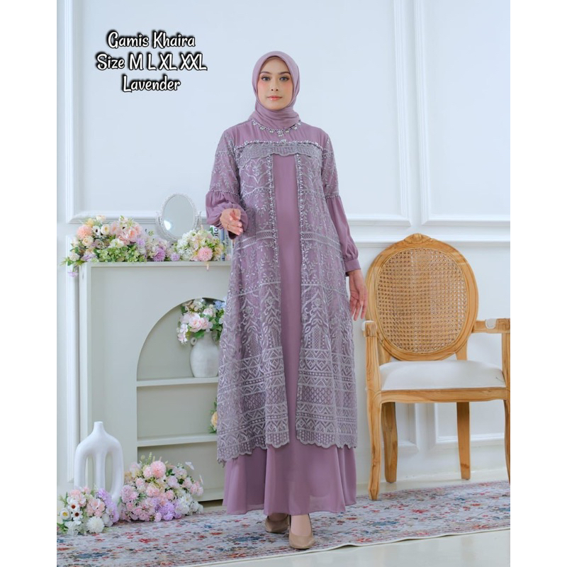 Gamis Kebaya Payet Khaira NK / Kebaya Gamis Modern / Gamis Kondangan Mewah / Gamis Kekinian