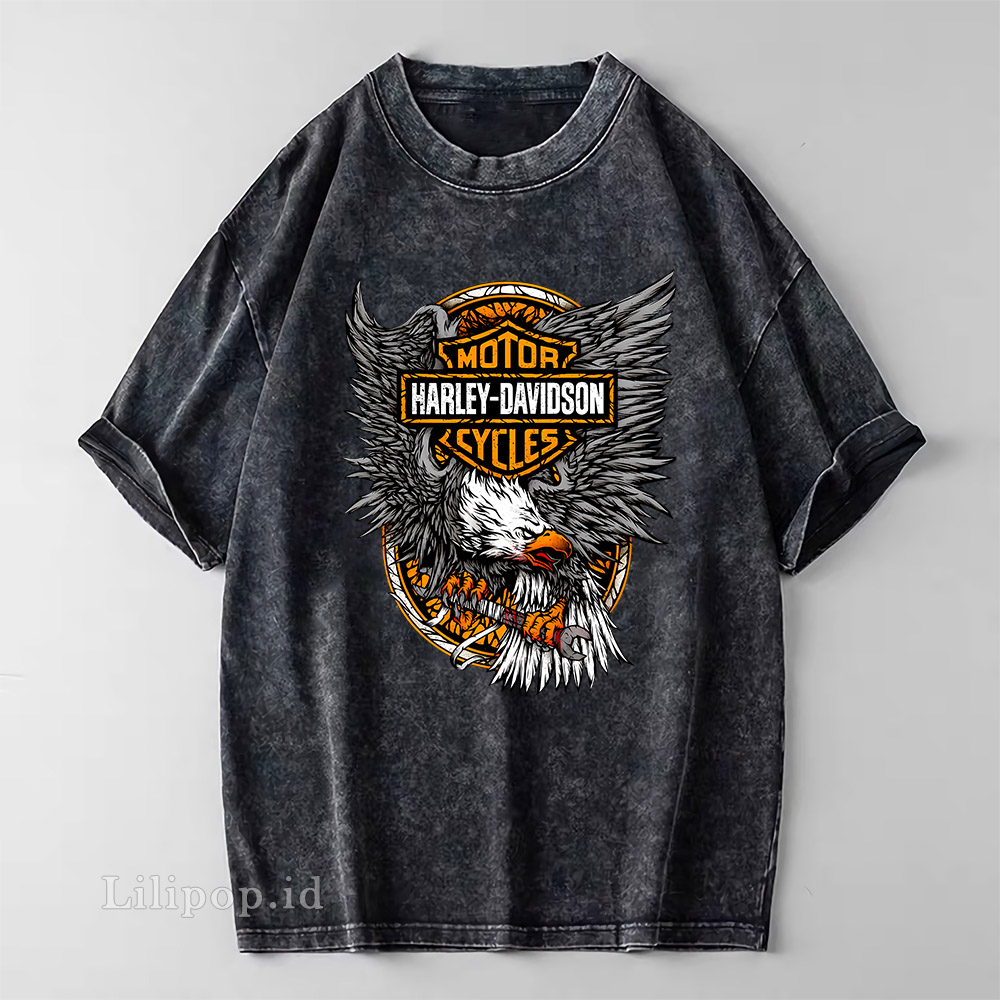 Kaos Baju Wash Tshirt HARLEY Wanita Pria Stone wash Baju Distro Basic Lengan Pendek unisex