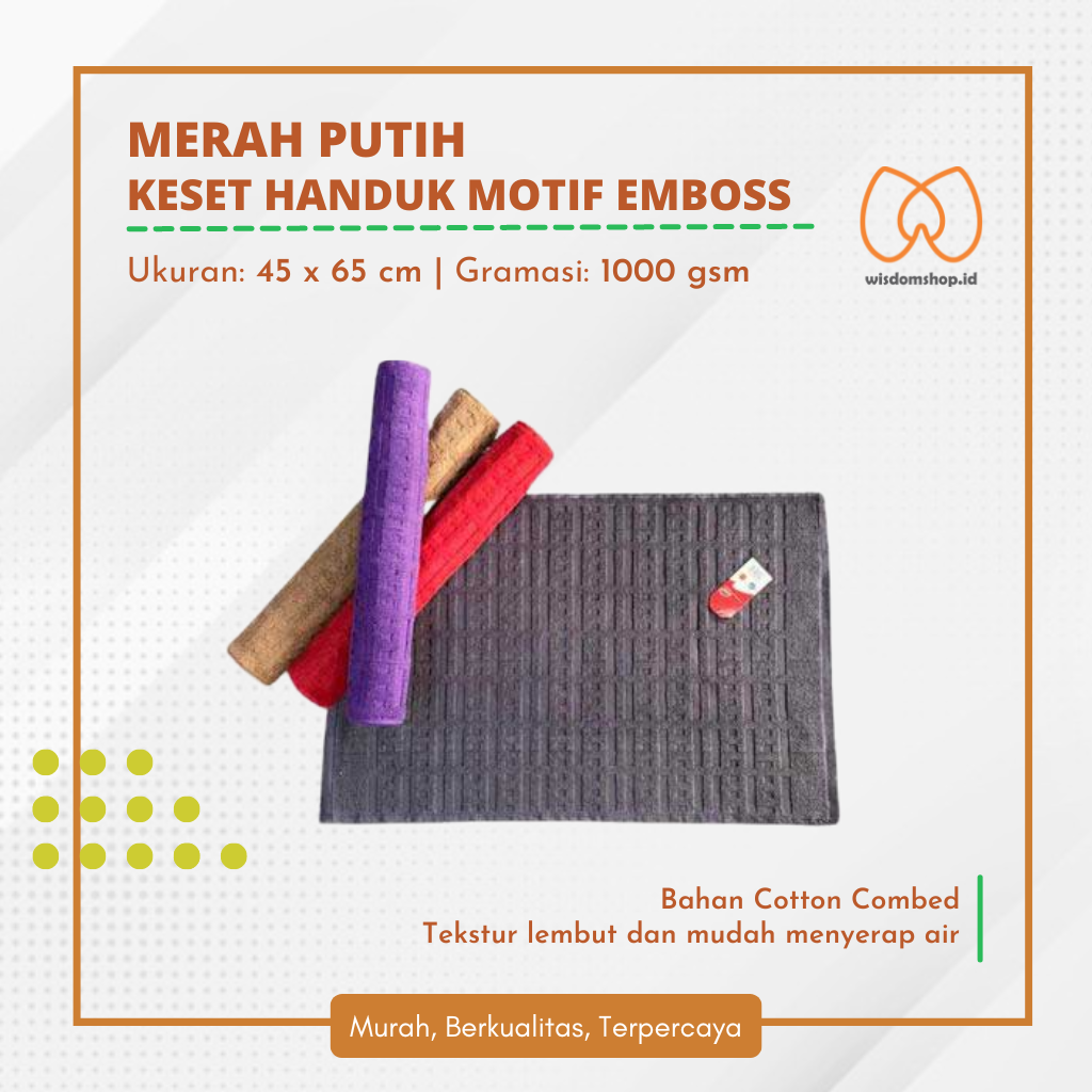 [WS] Keset Handuk Merah Putih Motif Emboss uK. 45x65cm
