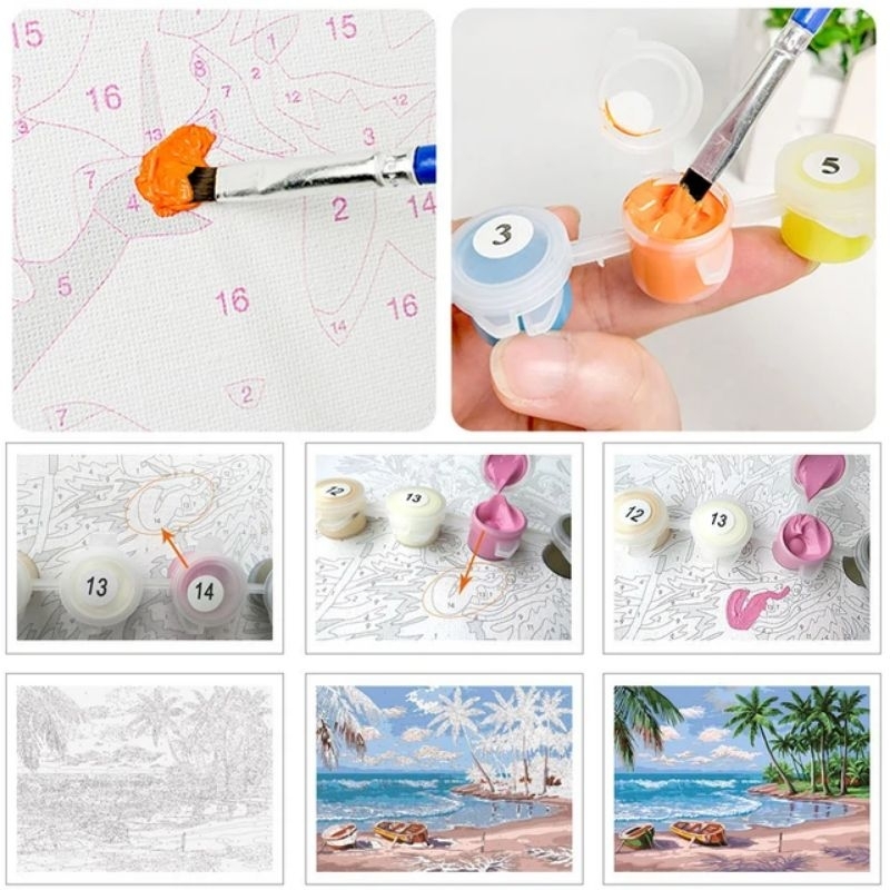 

DIY Canvas Painting By Numbers Kit Lukisan Kanvas Cat 40 X 50CM