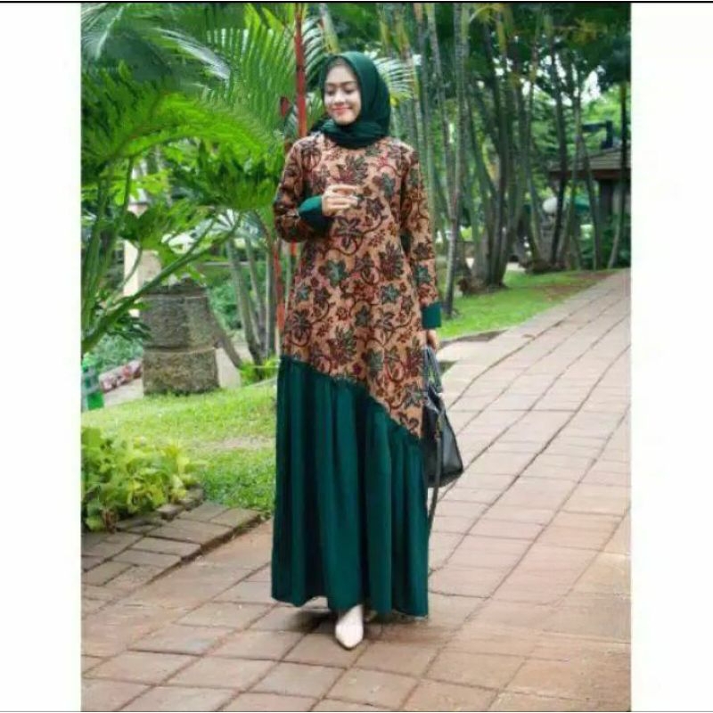 PREMIUM gamis batik baju batik muslimah batik kombinasi KEKINIAN