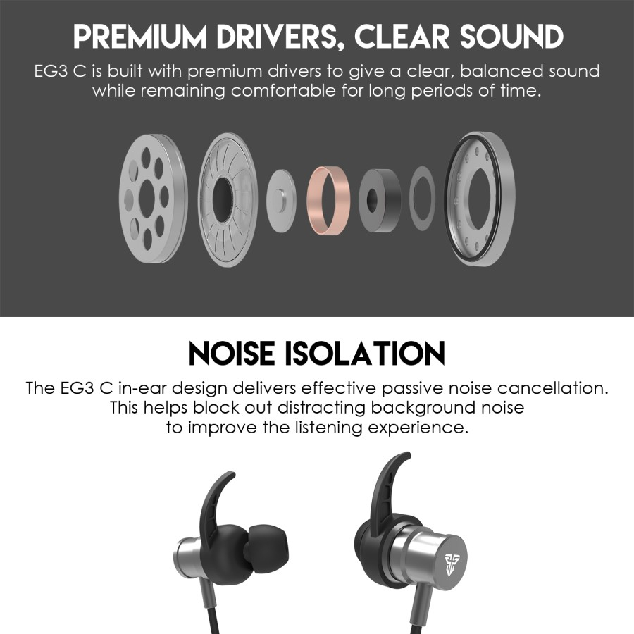 Fantech Earphone TYPE C EG3 Earbuds Premium Alluminium Alloy Magnetic
