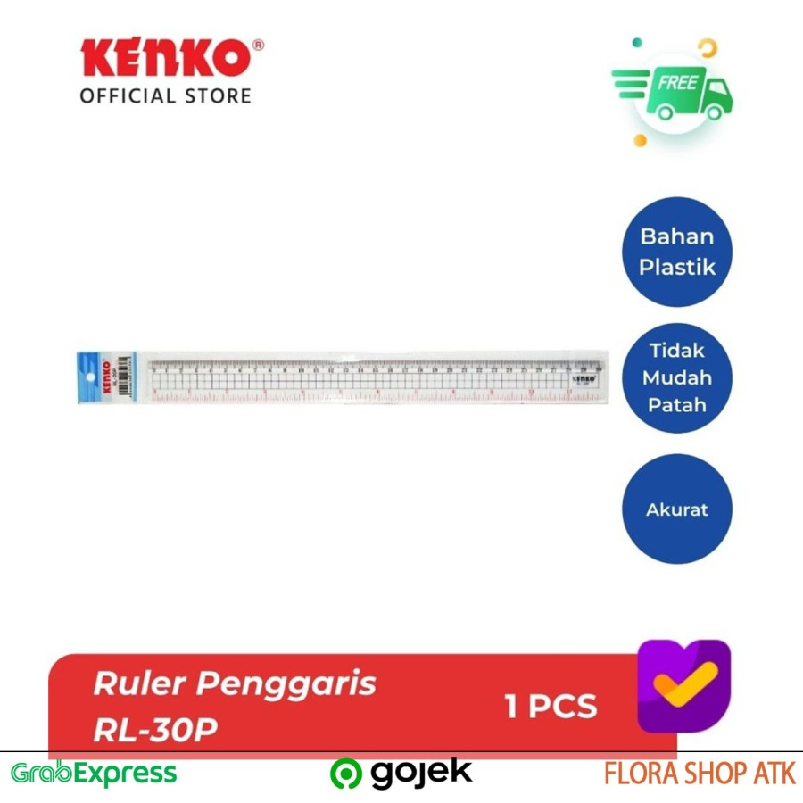 

Penggaris Transparan Kenko Garisan Kenko 30 Cm Penggaris Bening Kuat