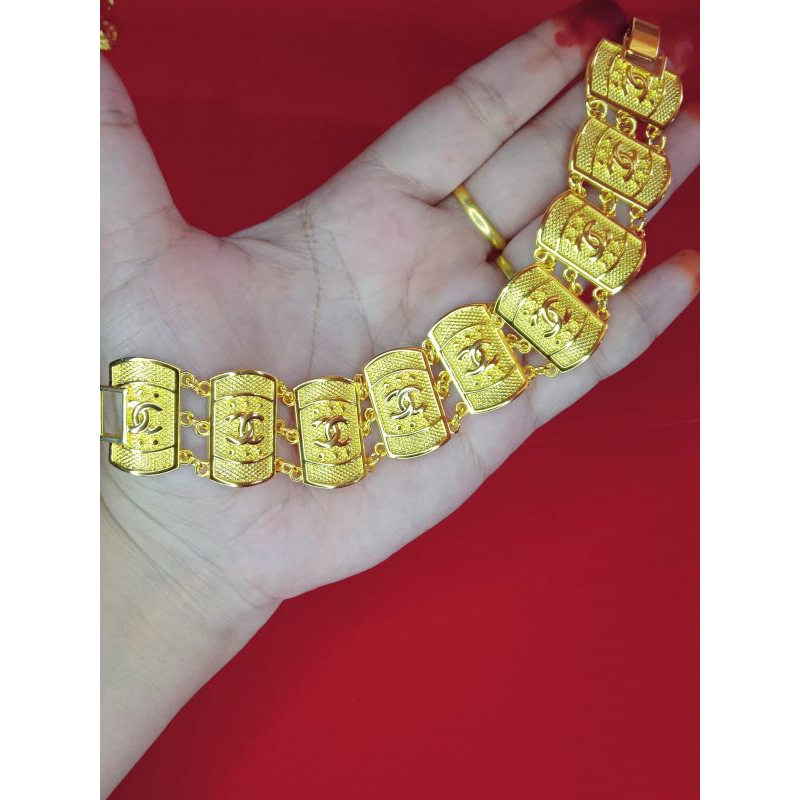 gelang cc segi lapis emas 24k