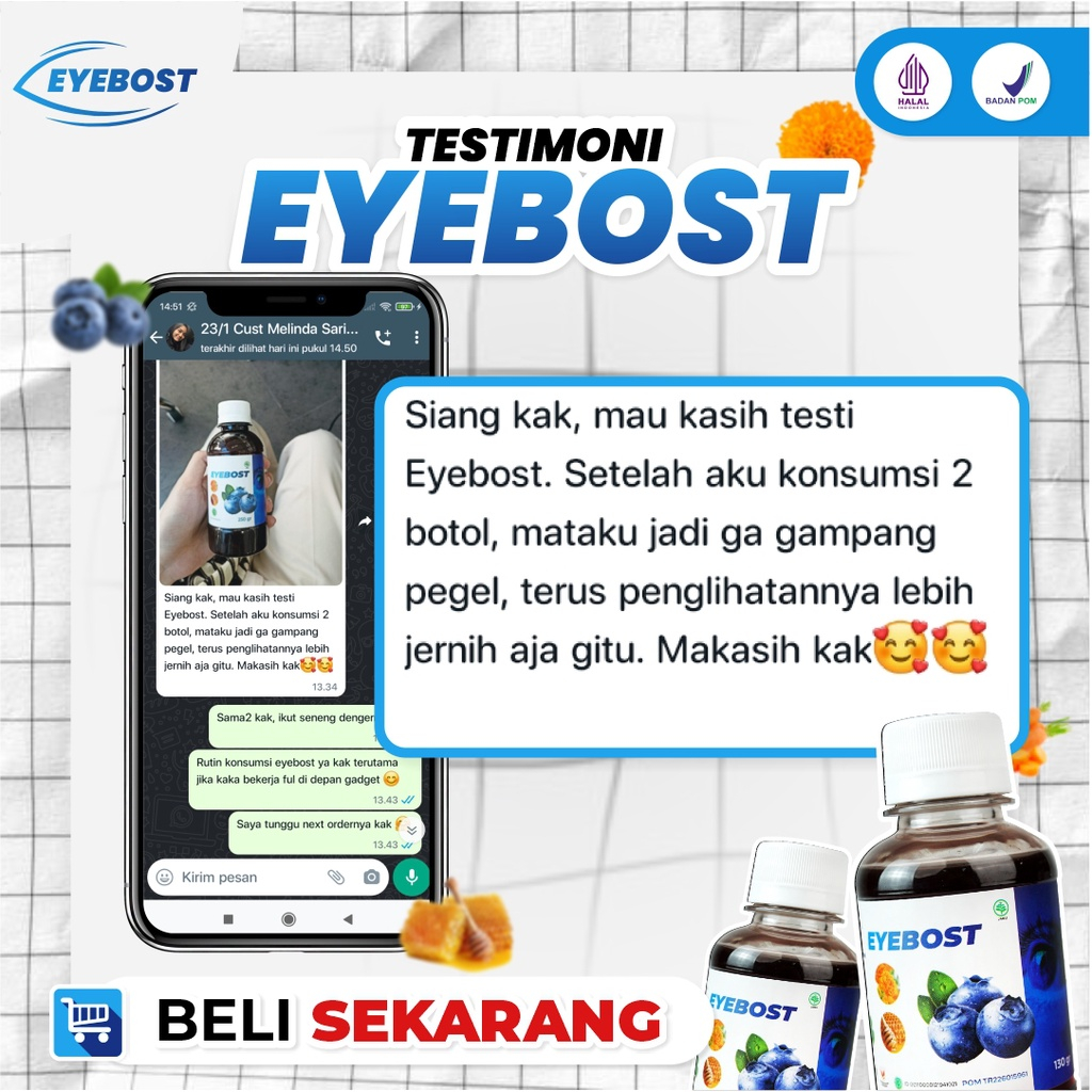 Eyebost Original Multivitamin Madu Ampuh Atasi Masalah Mata Kurangi Mata Minus Mines Gatal Perih Kering Cegah Katarak Tajamkan Penglihatan IsI 200ml