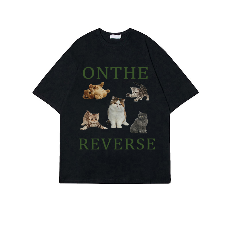 T shirt American Cute Five cats kaos oversize baju korean style wanita ootd