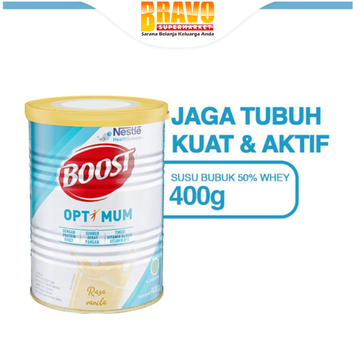 

Bravo Bojonegoro - NESTLE BOOST Optimum Susu Nutrisi Vanila Dewasa dan Lansia Kaleng 400GR