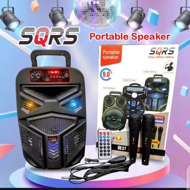 speaker sqrs 888 max bluetooth wireless 2 mic raedy stock