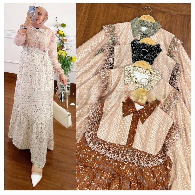 Gamis Salsa Dress | (Realpict COD) 8I9O Gamis murah Gamis wanita muslim Gamis putih Gamis rayon prem