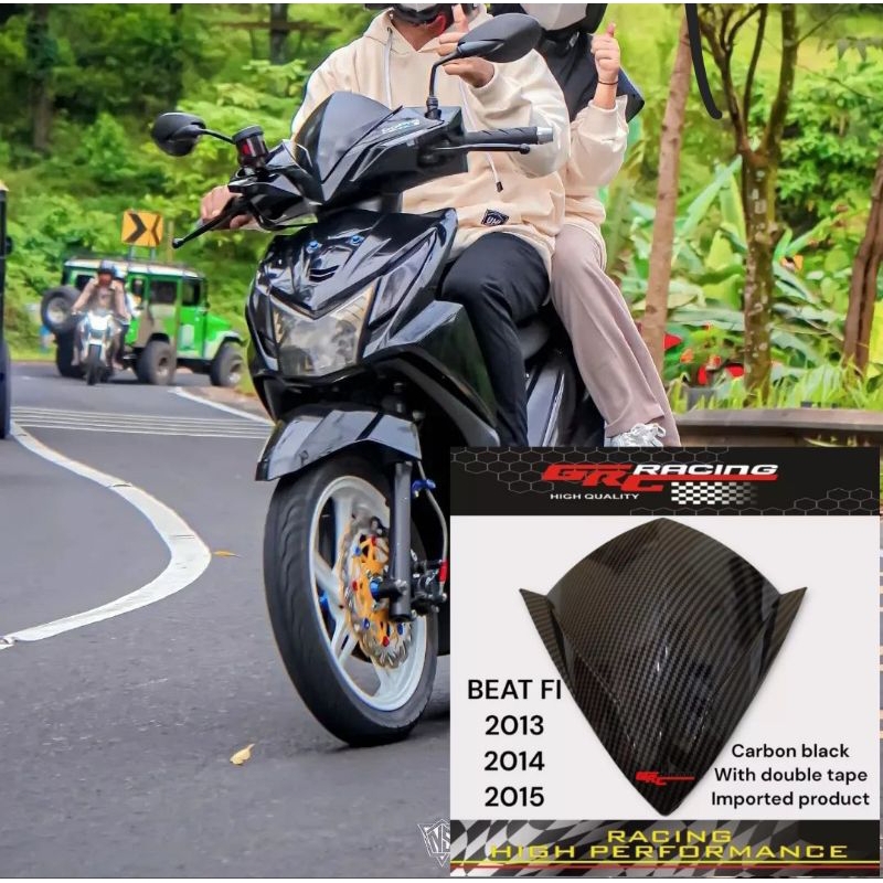 Visor honda beat fi lama beat injeksi 2013 - 2015 bahan akrilik carbon celup wtp free lem 3m doubel tape