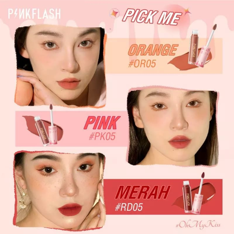 `ღ´ PHINKL `ღ´  Pinkflash Lipcream lasting matte cream warna cantik