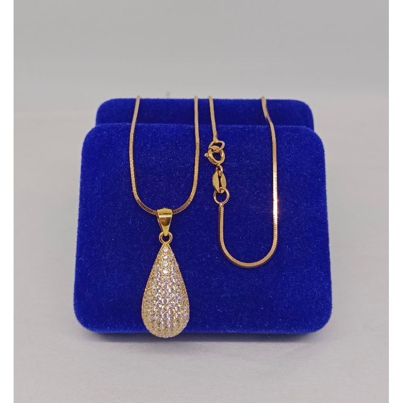 kalung kasandra + liontin tears mp full/ kalung perak asli silver 925 lapis emas/ kalung fashion terbaru