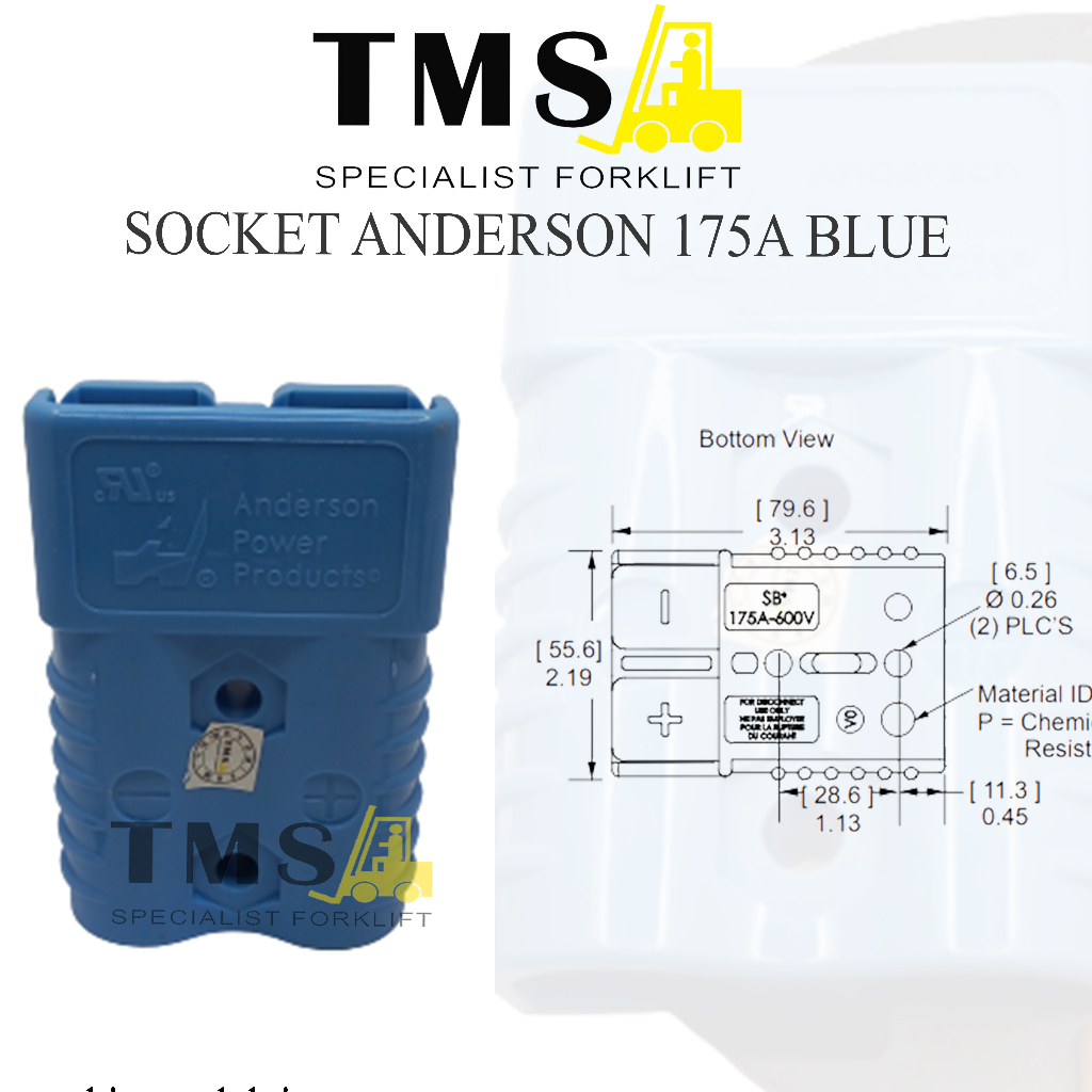 SOCKET ANDERSON SB175A - BLUE / ANDERSON SB 175A BLUE FOR FORKLIFT