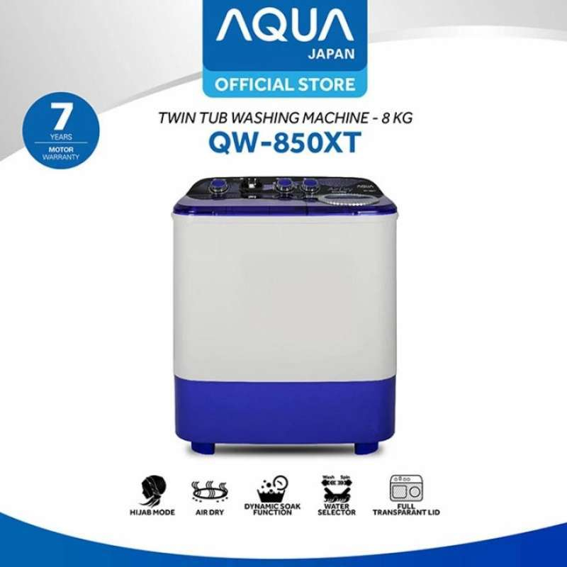 Mesin Cuci Aqua 8KG 2 Tabung Hijab Series QW-850XT