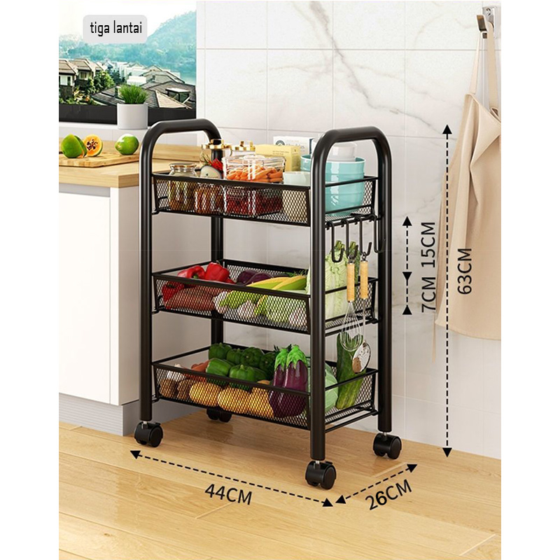 COD-RAK TROLI JARING 3 TINGKAT / RAK PENYIMPANAN / RAK SERBAGUNA TERMURAH (V3B1)