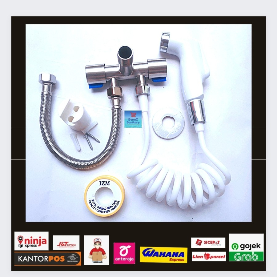 stop kran double kloset duduk full set/stop kran cabang kloset duduk