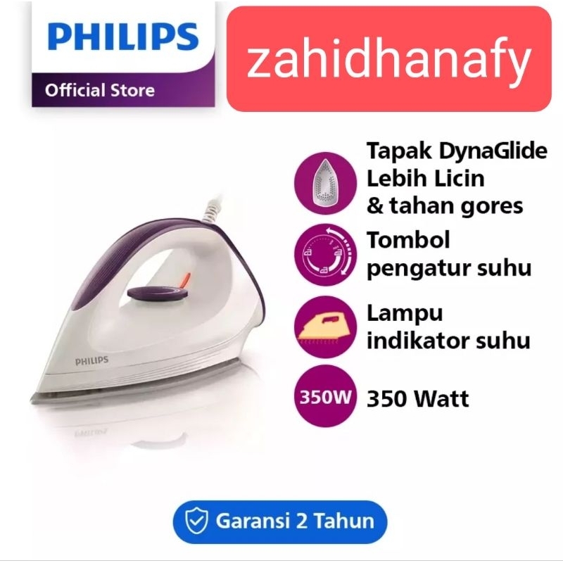 Philips setrika kering Afinia GC160/27 putih ungu new original garansi resmi FREE BUBLE +DUS