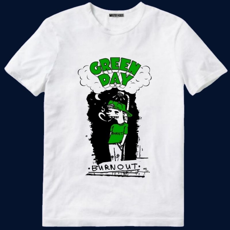 Baju Kaos Tshirt Pria Laki Cowok Cewek Unisex Band Greenday Green Day Day's Burnout Shenanigans Demo