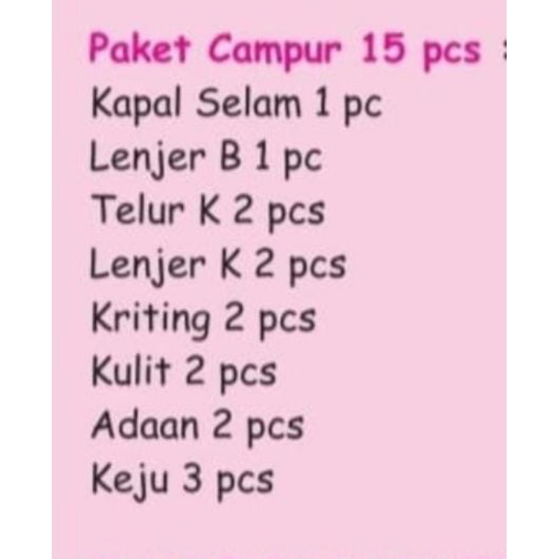 

Paket Campur 15pcs IKAN TENGGIRI