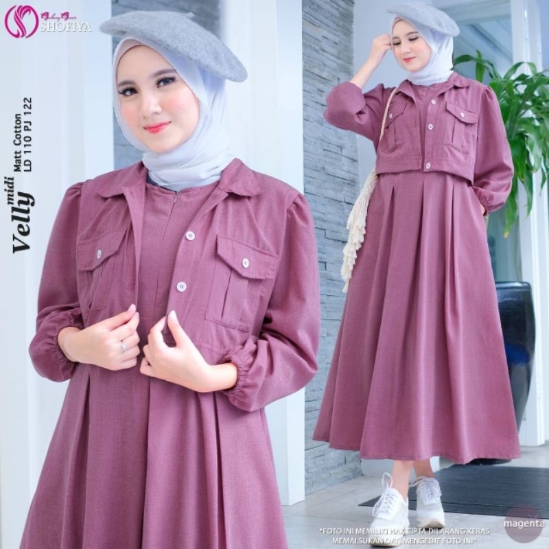 [READY] VIOLIN • VELLY BY SHOFIYA SET DRESS WANITA KEKINIAN LD 110 BUSUI