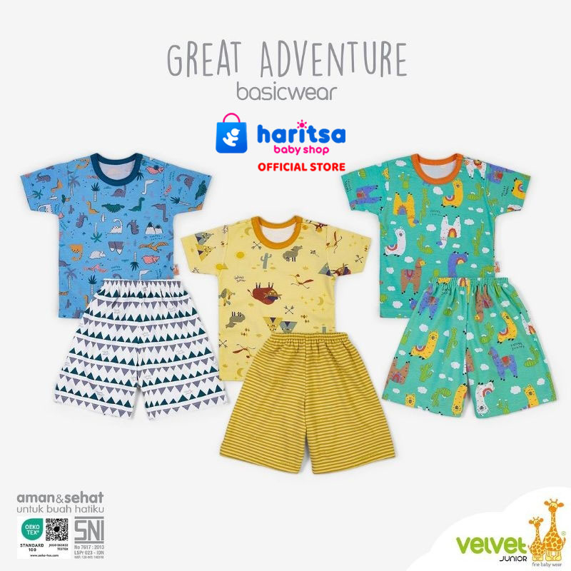 Velvet Junior Setelan Oblong Pendek Celana Pendek Great Adventure Motif Terbaru