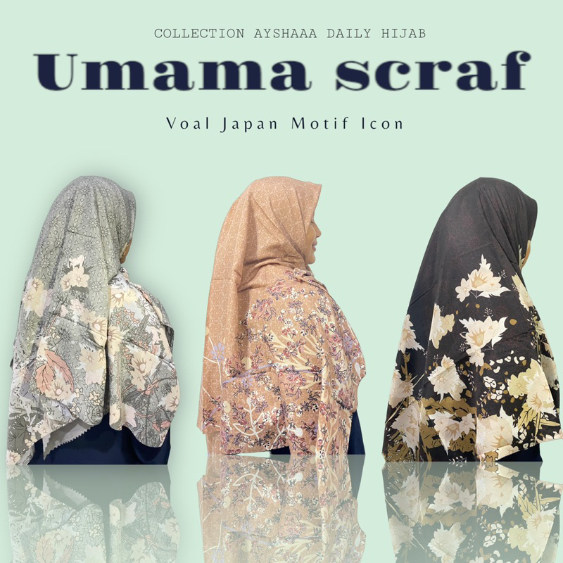 KERUDUNG SEGI EMPAT UMAMA SCRAF MOTIF PREMIUM || JILBAB SEGI EMPAT UMAMA SCRAFF