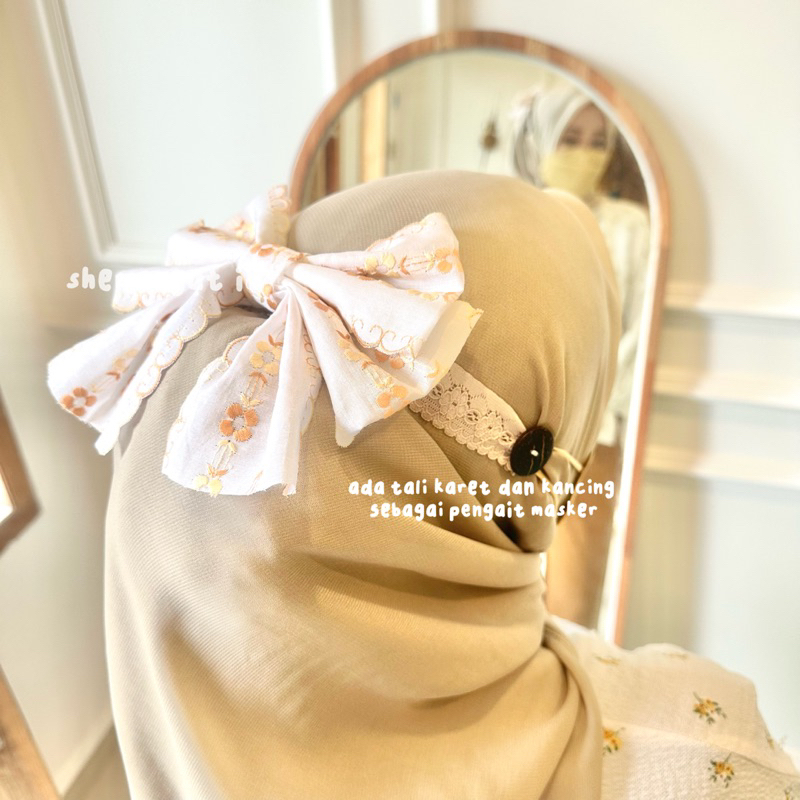 KONEKTOR MASKER PITA JUMBO VINTAGE BOW KOREANLOOK/STRAP MASKER HIJAB AESTHETIC/KONEKTOR VINTAGE RENDA SAILOR BOW