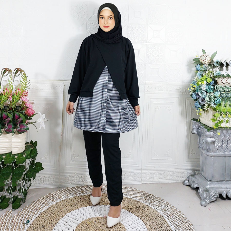 ELZA SET BAJU TUNIK DAN CELANA PANJANG WANITA ELSA SETELAN GL FASHION