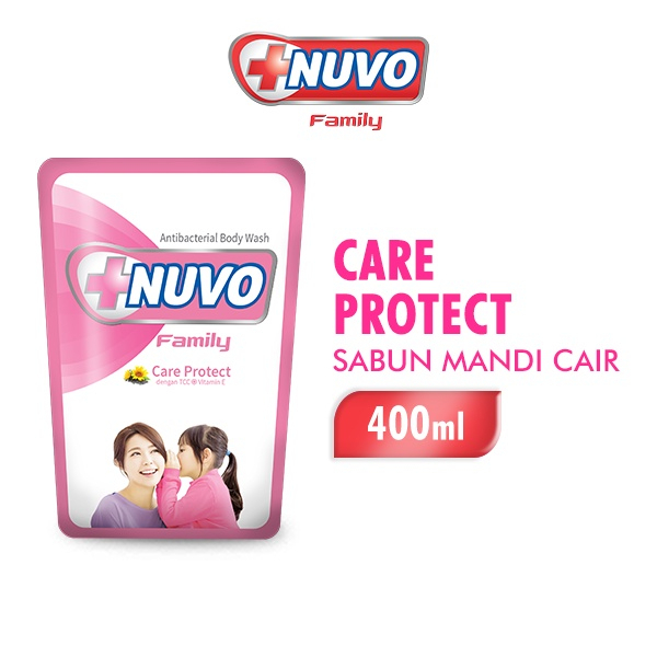 Nuvo Family Sabun Mandi Cair Pink Care Protect Pouch 400 ml