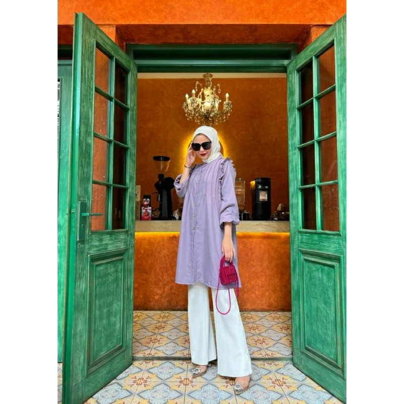 Rafella Tunik, TUNIK POLOS WANITA MODIS CANTIK FIT XXL LD 112 BAHAN CRINCLE AIRFLOW IMPORT KANCING AKTIF BUSUI TERMURAH TERLARIS OOTD KEKINIAN