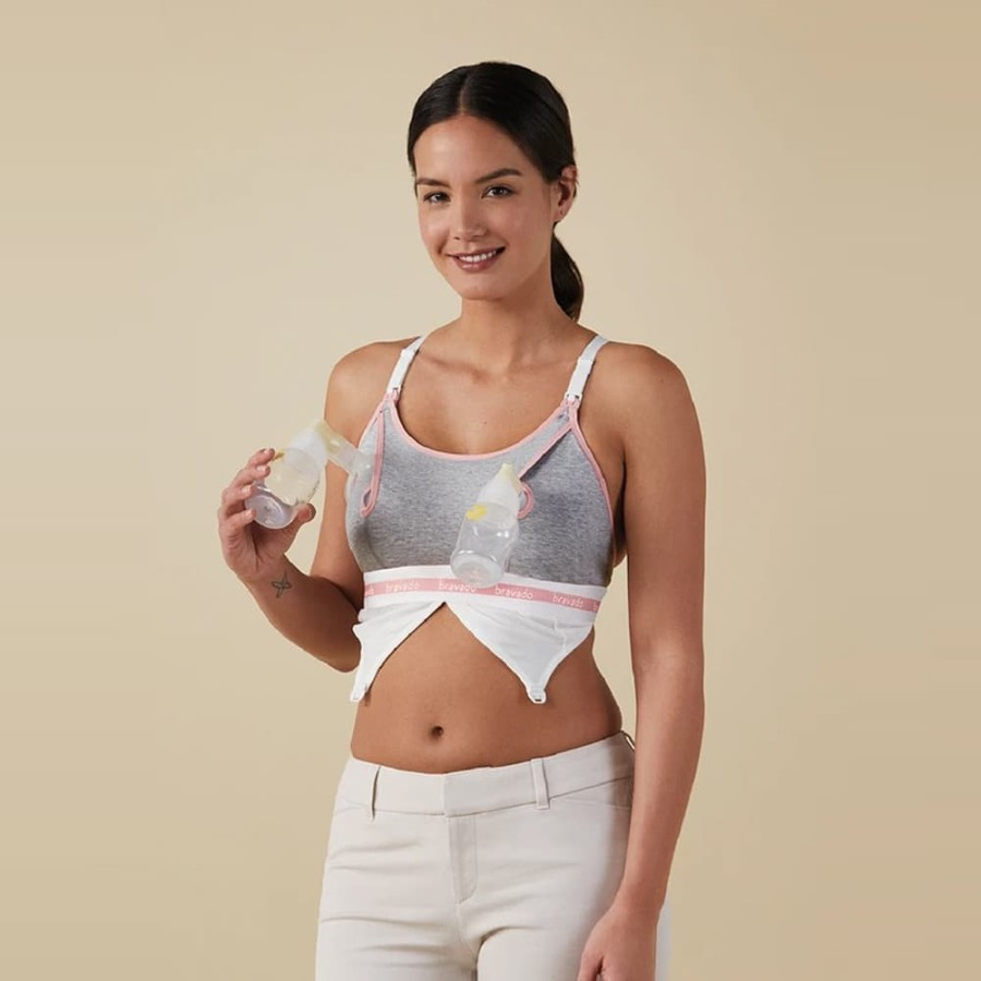 Bravado Designs Clip and Pump Hands Free Nursing Bra Menyusui - Dove Heather