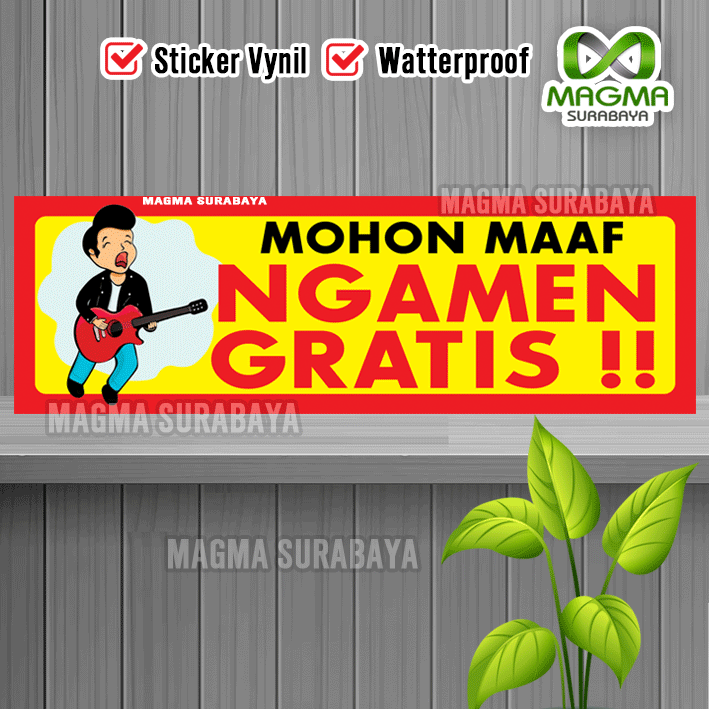 

sticker mohon maaf ngamen gratis magma surabaya - stiker ngamen gratis - label