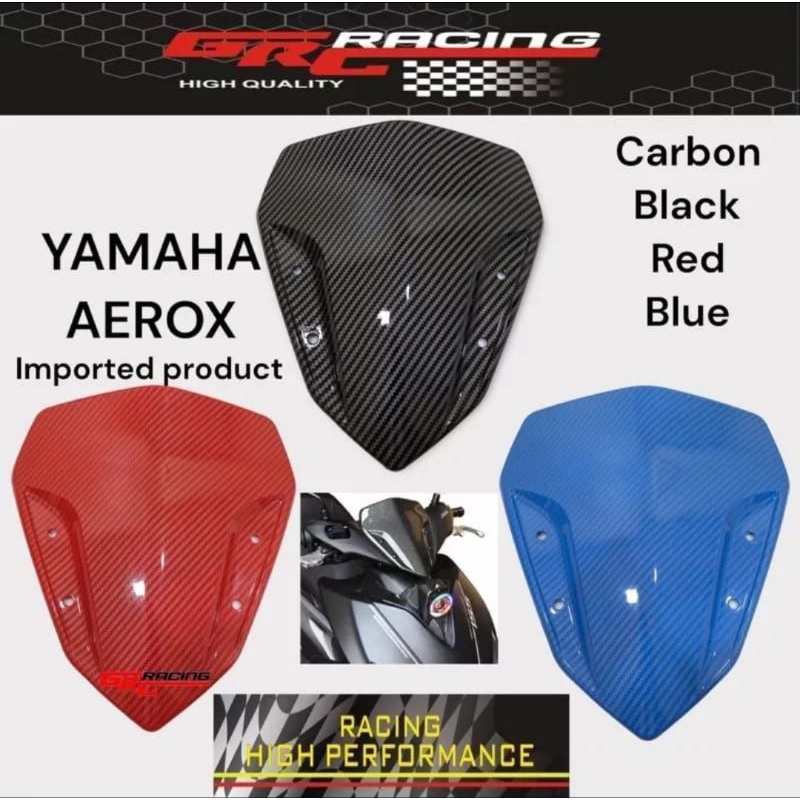 Visor winshield winsil yamaha aerox 155 bahan akrilik motif carbon celup wtp model standar free perekat lem 3m doubel tape