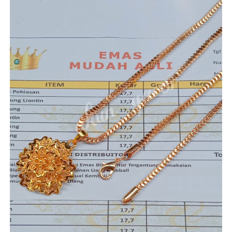 kalung emas muda free surat kadar 17,7 kalung free liontin